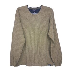 American Eagle Wool Blend Heavy Mens Sweater XL Khaki Brown Crew Neck Speckled